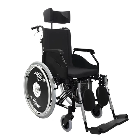 Cadeira de Rodas Ágile Reclinável Preta Jaguaribe 44cm