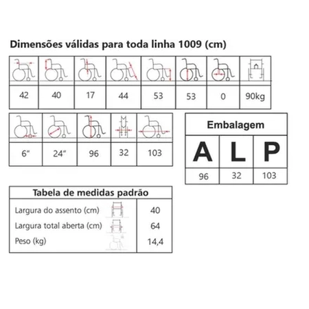 Cadeira de Rodas Nylon Cinza Jaguaribe (1009)