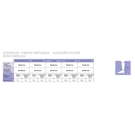 Meia 3/4 Sigvaris 30-40mmHg Algodão Super 283S Bege Normal P