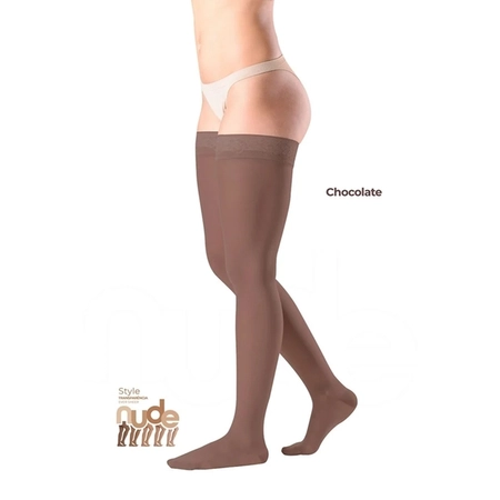 Meia Sigvaris Ever Sheer Nude 20-30 mmHg, 7/8 Chocolate G2 (Ponteira Fechada)