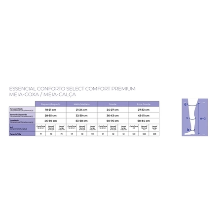 Meia Sigvaris Select Comfort, 20-30 mmHg, 7/8 Natural P1 (Ponteira Fechada)