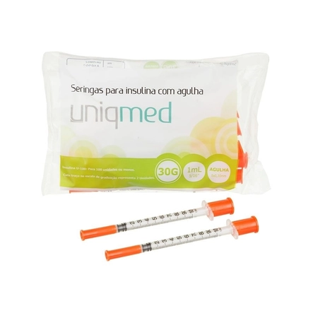 Seringa de Insulina Uniqmed 1,0cc Ag. 8x030mm 30G c/10 unidades