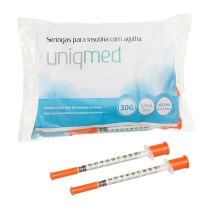 Seringa de Insulina Uniqmed 0,5cc Ag. 8x030mm 30G c/10 unidades
