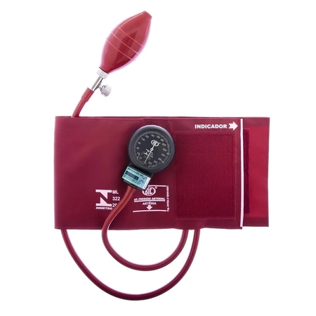 Conjunto Esfigmomanômetro Nylon Fecho Velcro + Estetoscópio Duplo BIC CJ0746 - Vinho