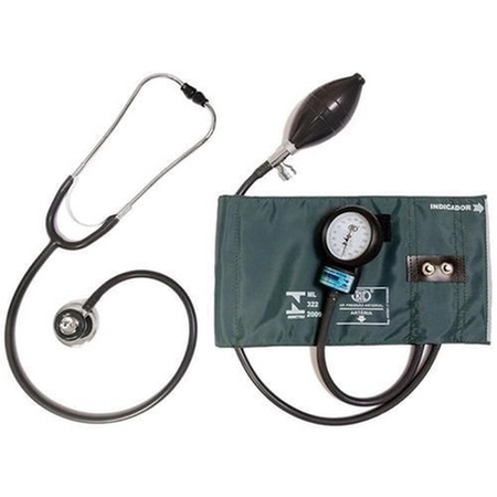 Conjunto Esfigmomanômetro Nylon Fecho Metal + Estetoscópio Duplo BIC CJ0610 - Cinza