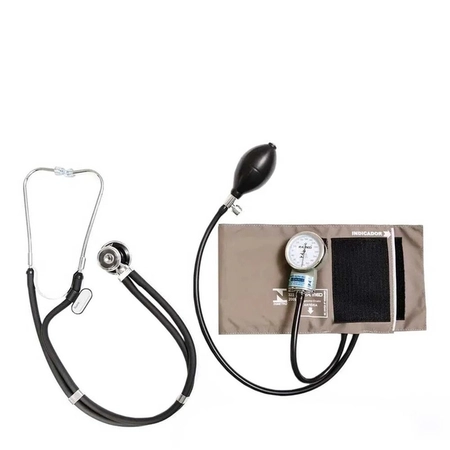 Conjunto Esfigmomanômetro Nylon + Estetoscópio Rappaport P.A.MED Cinza - CJPA205