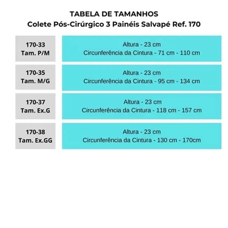 Colete Pós Cirúrgico 3 Painéis Salvapé 170-37 Extra G