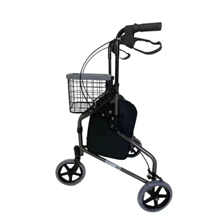 Andador Em Aluminio De 03 Rodas Prata Com Cesto Mobil (MBRLA891L)
