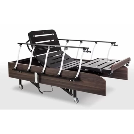Cama Poltrona Articulada Motorizada, 3 Movimentos, Regulagem de Altura, com Rodas e Grade Pilati Tabaco