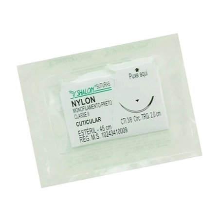 Fio De Sutura Nylon Shalon 2-0 2,0 3/8 45cm (N520CTI20) - Unidade