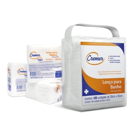 Lenço para Banho Não Tecido Cremer c/100