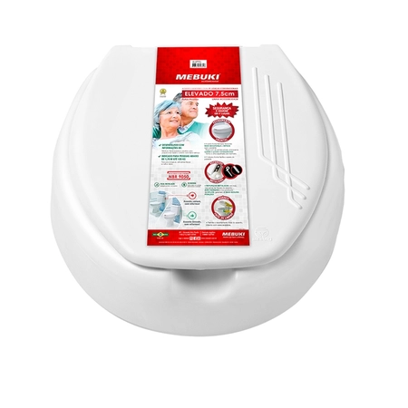 Assento Sanitario Elevado Almofadado c/tampa Mebuki - 7,5cm