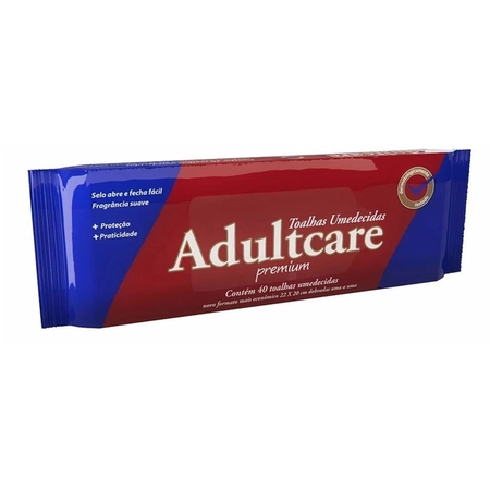 Toalhas Umedecidas Adultcare Premium 22x20cm - 40 Unidades