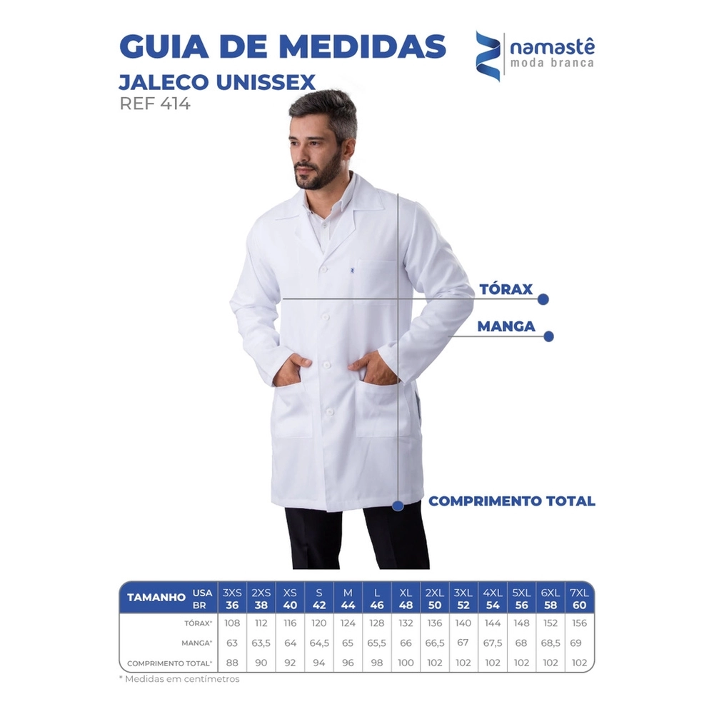 Jaleco Básico Manga Longa Tamanho GG/48 (414G) - Palmipe Nova