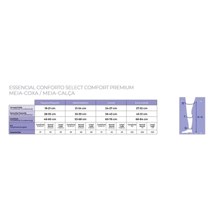 Meia 7/8 Sigvaris 30-40mmHg Select Comfort Premium 863 Longa GG
