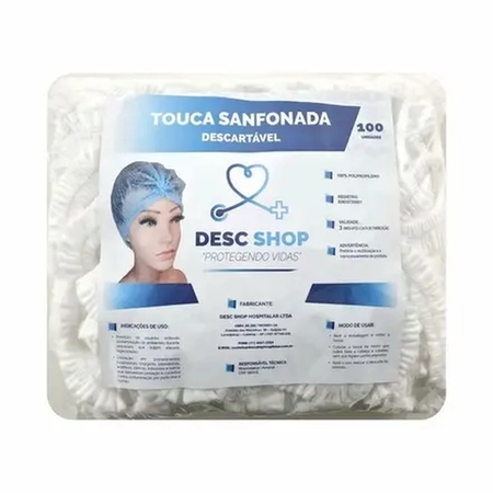 Touca Descartável Desc Shop Sanfonada c/100 Unidades