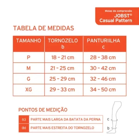 Meia 3/4 Jobst 20-30mmHg Casual Cinza XG (Ponteira Fechada)