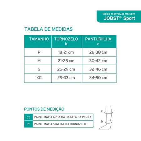 Meia 3/4 Jobst 20-30mmHg Sport P Branco e Cinza (Ponteira Fechada)