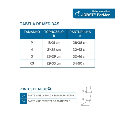 Meia 3/4 Jobst 20-30mmHg Masculina P Preto (Ponteira Fechada)