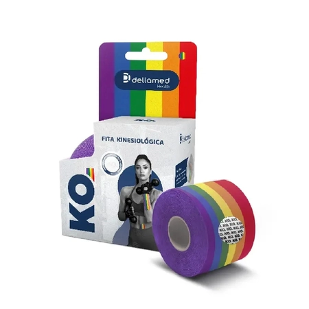 Bandagem Kinesiológica Elástica Adesiva Dellamed 5x5m Rainbow
