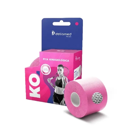 Bandagem Kinesiológica Elástica Adesiva Dellamed 5x5m Rosa