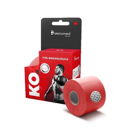 Bandagem Kinesiológica Elástica Adesiva Dellamed 5x5m Vermelho