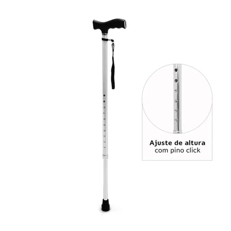 Bengala de Alumínio em T com Regulagem Dellamed (D8) até 90kg