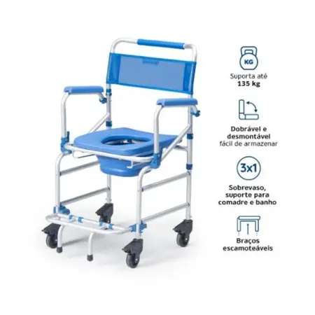 Cadeira De Banho Dellamed Aluminio (D55) 135kg