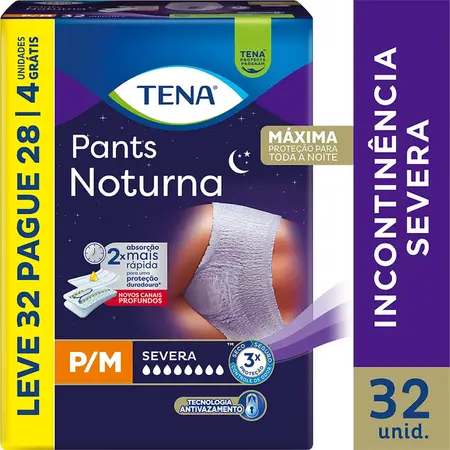 Roupa Intima Tena Pants Noturna Leve 32 Pague 28 P/M