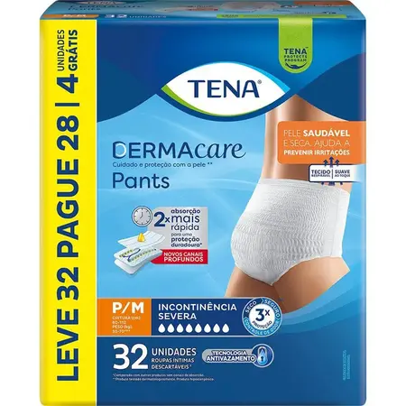 Roupa Intima Tena Pants Dermacare Leve 32 Pague 28 P/M
