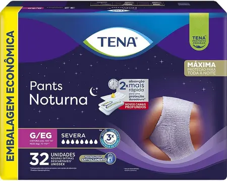 Roupa Intima Tena Pants Noturna Leve 32 Pague 28 G/EG