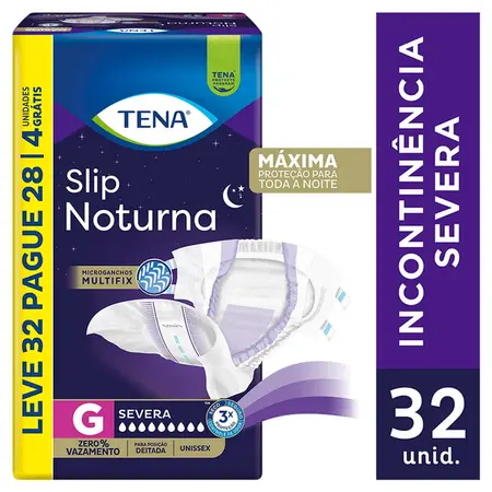 Roupa Intima Tena Slip Noturna Leve 32 Pague 28 G