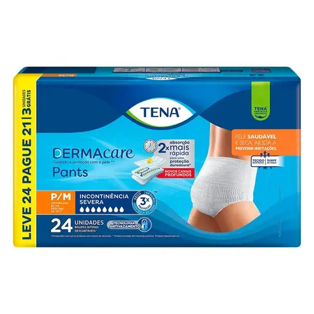 Roupa Intima Tena Pants Dermacare Leve 24 Pague21 P/M