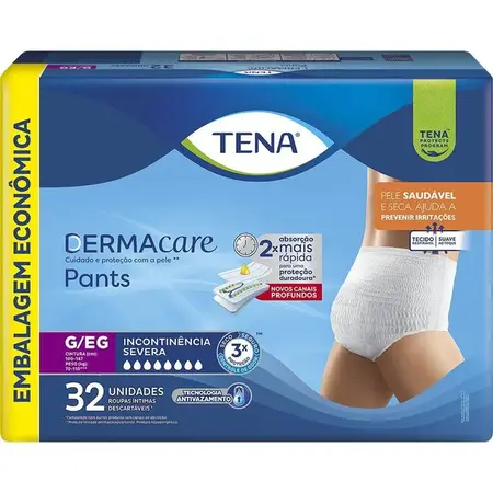 Roupa Intima Tena Pants Dermacare Leve 32 Pague 28 G/E