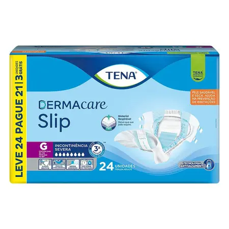 Roupa Intima Tena Slip Dermacare Leve 24 e Pague 21 G