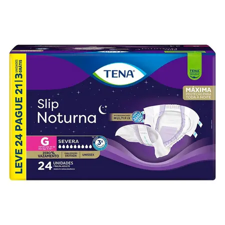 Roupa Intima Tena Slip Noturna Leve 24 Pague 21 G